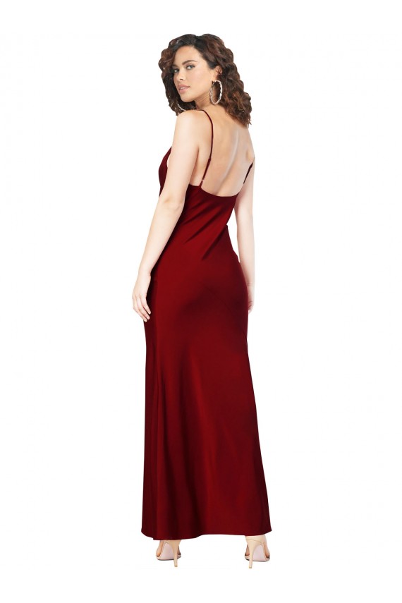 Achat Bordeaux Fourreau Satiné Soyeux Longue Formelles Robes demoiselle d'honneur / Robes de soirée / Robes de bal