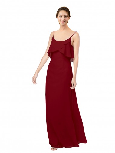 Achat Bordeaux Fourreau Scoop Mousseline Longue Robes demoiselle d'honneur