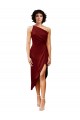 Achat Bordeaux Fourreau midi Satiné Stretch Courte Robes demoiselle d'honneur / Robes de soirée / Robes de cocktail