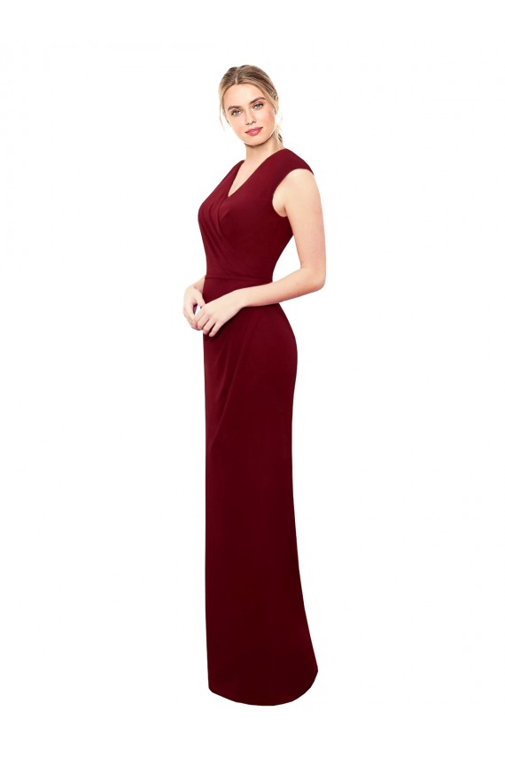 Achat Bordeaux Sirène Col V Mousseline Longue Robes demoiselle d'honneur / Robes de bal