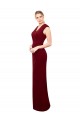 Achat Bordeaux Sirène Col V Mousseline Longue Robes demoiselle d'honneur / Robes de bal