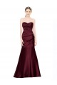 Achat Bordeaux Sirène Satiné Longue Formelles Robes demoiselle d'honneur / Robes de soirée / Robes de bal