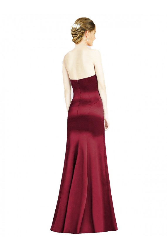 Achat Bordeaux Sirène Satiné Longue Robes demoiselle d'honneur