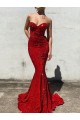 Achat Bordeaux Sirène Traîne moyenne Paillettes Velours Longue Robes de bal