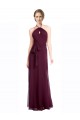 Achat Bordeaux Trapèze Bretelles spaghetti Mousseline Longue Robes demoiselle d'honneur