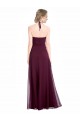 Achat Bordeaux Trapèze Bretelles spaghetti Mousseline Longue Robes demoiselle d'honneur