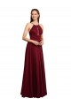 Achat Bordeaux Trapèze Bretelles spaghetti Mousseline Longue Robes demoiselle d'honneur