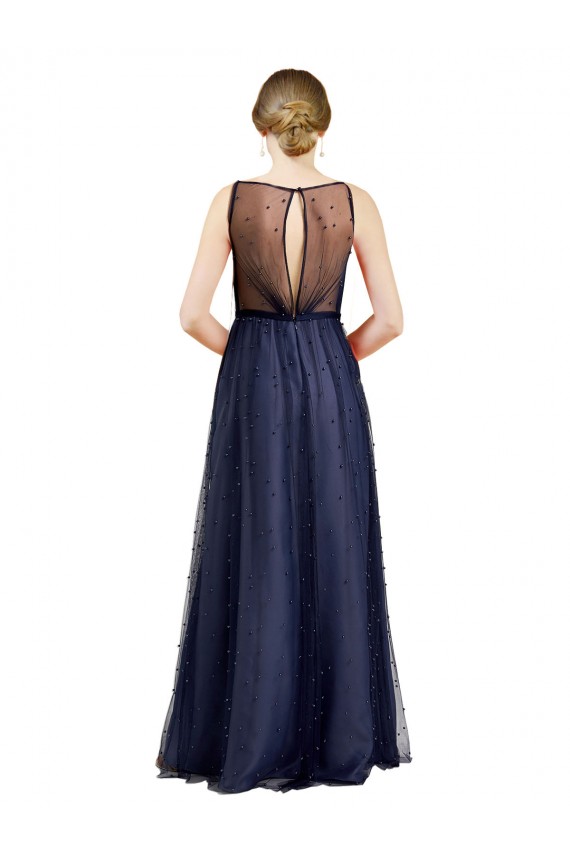 Achat Bordeaux Trapèze Col Bateau Tulle Longue Robes demoiselle d'honneur