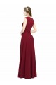Achat Bordeaux Trapèze Col Carré Crêpe Stretch Longue Robes demoiselle d'honneur / Robes de bal