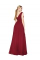 Achat Bordeaux Trapèze Col V Mousseline Longue Formelles Robes demoiselle d'honneur / Robes de soirée / Robes de bal