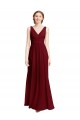 Achat Bordeaux Trapèze Col V Mousseline Longue Robes demoiselle d'honneur