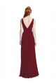Achat Bordeaux Trapèze Col V Mousseline Longue Robes demoiselle d'honneur