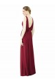 Achat Bordeaux Trapèze Col V Mousseline Longue Robes demoiselle d'honneur
