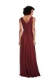 Achat Bordeaux Trapèze Col V Mousseline Longue Robes demoiselle d'honneur