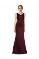 Achat Bordeaux Trapèze Col V Satiné Longue Formelles Robes demoiselle d'honneur / Robes de soirée / Robes de bal