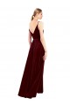 Achat Bordeaux Trapèze Col V Velours Stretch Longue Formelles Robes demoiselle d'honneur / Robes de soirée / Robes de bal