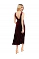 Achat Bordeaux Trapèze Col V midi Velours Stretch Courte Robes demoiselle d'honneur / Robes de bal / Robes de cocktail