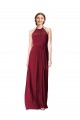 Achat Bordeaux Trapèze Licou Mousseline Longue Robes demoiselle d'honneur