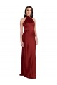 Achat Bordeaux Trapèze Licou Satiné Stretch Longue Formelles Robes demoiselle d'honneur / Robes de soirée / Robes de bal