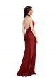 Achat Bordeaux Trapèze Licou Satiné Stretch Longue Formelles Robes demoiselle d'honneur / Robes de soirée / Robes de bal