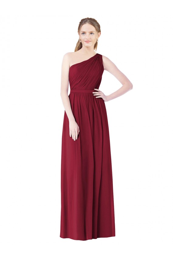 Achat Bordeaux Trapèze Mousseline Longue Robes demoiselle d'honneur