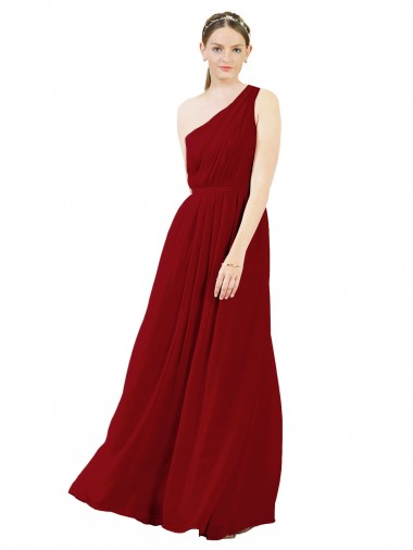 Achat Bordeaux Trapèze Mousseline Longue Robes demoiselle d'honneur