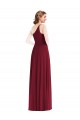 Achat Bordeaux Trapèze Mousseline Longue Robes demoiselle d'honneur