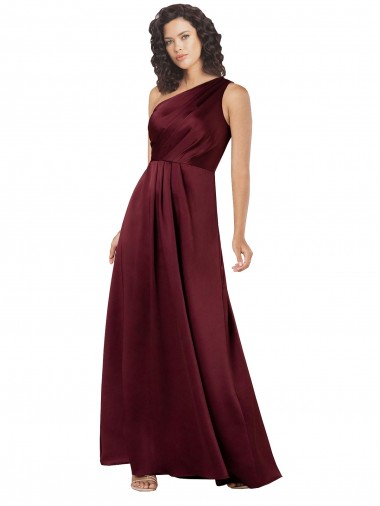 Achat Bordeaux Trapèze Satiné Soyeux Longue Formelles Robes demoiselle d'honneur / Robes de soirée / Robes de bal