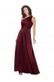 Achat Bordeaux Trapèze Satiné Soyeux Longue Formelles Robes demoiselle d'honneur / Robes de soirée / Robes de bal