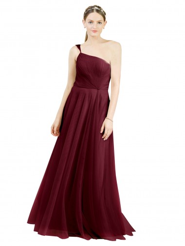 Achat Bordeaux Trapèze Tulle Longue Robes demoiselle d'honneur