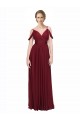 Achat Bordeaux Trapèze Épaule Dénudée Bretelles spaghetti Mousseline Longue Robes demoiselle d'honneur