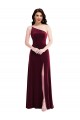 Achat Bordeaux Trompette Velours Stretch Longue Robes demoiselle d'honneur / Robes de bal