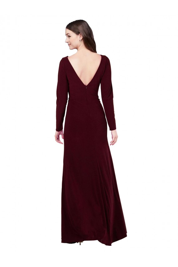 Achat Bordeaux foncé Fourreau Col V Spandex Longue Robes demoiselle d'honneur / Robes de bal