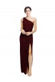 Achat Bordeaux foncé Fourreau Crêpe Stretch Longue Formelles Robes demoiselle d'honneur / Robes de soirée / Robes de bal