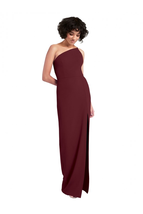 Achat Bordeaux foncé Fourreau Crêpe Stretch Longue Formelles Robes demoiselle d'honneur / Robes de soirée / Robes de bal