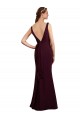 Achat Bordeaux foncé Sirène Col V Mousseline Longue Robes demoiselle d'honneur