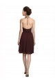 Achat Bordeaux foncé Trapèze Bretelles spaghetti Mousseline Courte Robes demoiselle d'honneur / Robes de cocktail