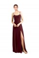 Achat Bordeaux foncé Trapèze Bretelles spaghetti Scoop Mousseline Longue Robes demoiselle d'honneur