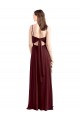 Achat Bordeaux foncé Trapèze Bretelles spaghetti Scoop Mousseline Longue Robes demoiselle d'honneur