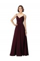 Achat Bordeaux foncé Trapèze Col V Mousseline Longue Robes demoiselle d'honneur