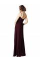 Achat Bordeaux foncé Trapèze Col V Mousseline Longue Robes demoiselle d'honneur