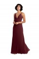 Achat Bordeaux foncé Trapèze Col V Mousseline Longue Robes demoiselle d'honneur