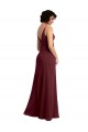 Achat Bordeaux foncé Trapèze Col V Mousseline Longue Robes demoiselle d'honneur