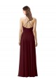Achat Bordeaux foncé Trapèze Licou Col Haut Mousseline Longue Robes demoiselle d'honneur