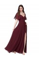Achat Bordeaux foncé Trapèze Mousseline Longue Robes demoiselle d'honneur