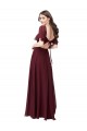 Achat Bordeaux foncé Trapèze Mousseline Longue Robes demoiselle d'honneur