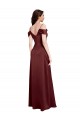 Achat Bordeaux foncé Trapèze Épaule Dénudée Col V Satiné Stretch Longue Formelles Robes demoiselle d'honneur / Robes de soirée / Robes de bal
