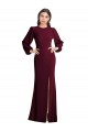 Achat Bordeaux foncé Trompette Bateau Crêpe Stretch Longue Formelles Robes demoiselle d'honneur / Robes de soirée / Robes de bal