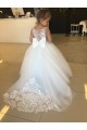 Achat Champagne Princesse Tulle Dentelle Longue Robes de demoiselle d'honneur - fillette