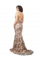 Achat Champagne Sirène Col V Balayage train Dentelle Robes de mariée
